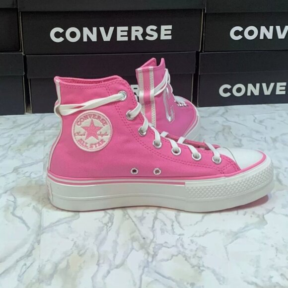 CONVERSE All Star Lift Platform High Top Retro Varsity Pink Women's 8.5 Barbie - Picture 2 of 7